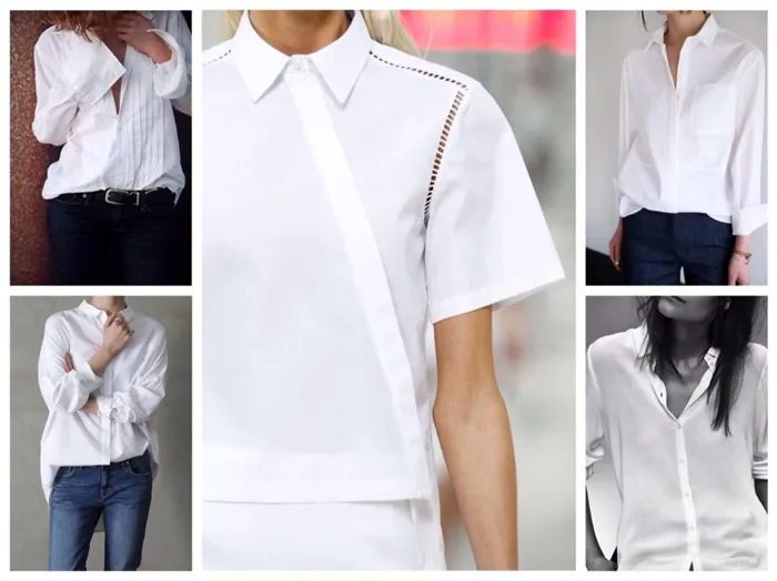 варианты фасонов белых рубашек