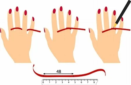 Определение размера обручальных колец с помощью нитки