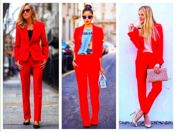 модные женщины в красном