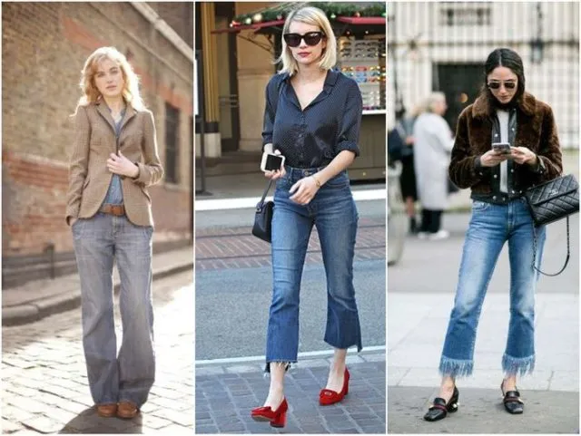 Укороченные модели джинсов клёш