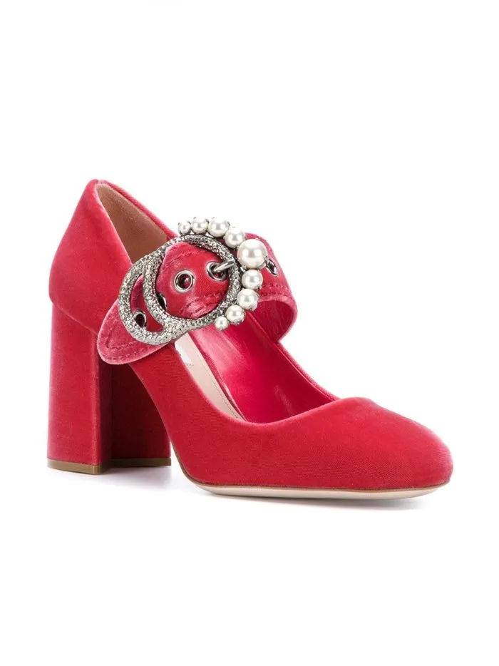 Женские туфли весна-лето 2022 2023: красные на толстом каблуке