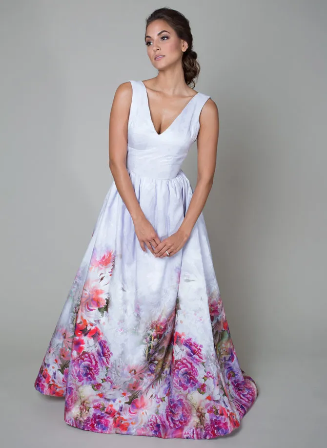 Свадебное платье с цветочным принтом