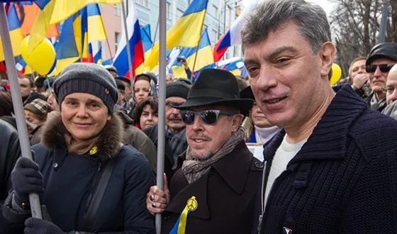 Андрей Макаревич и Борис Немцов на митинге против присоединения Крыма к России