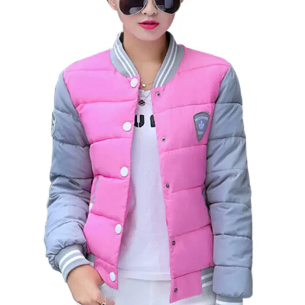 стеганая куртка серая с розовым короткая 