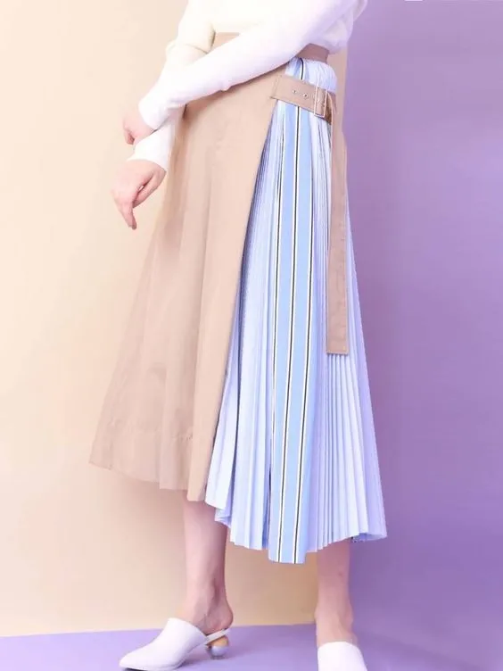 оригинальная модная юбка плиссе комбинированая