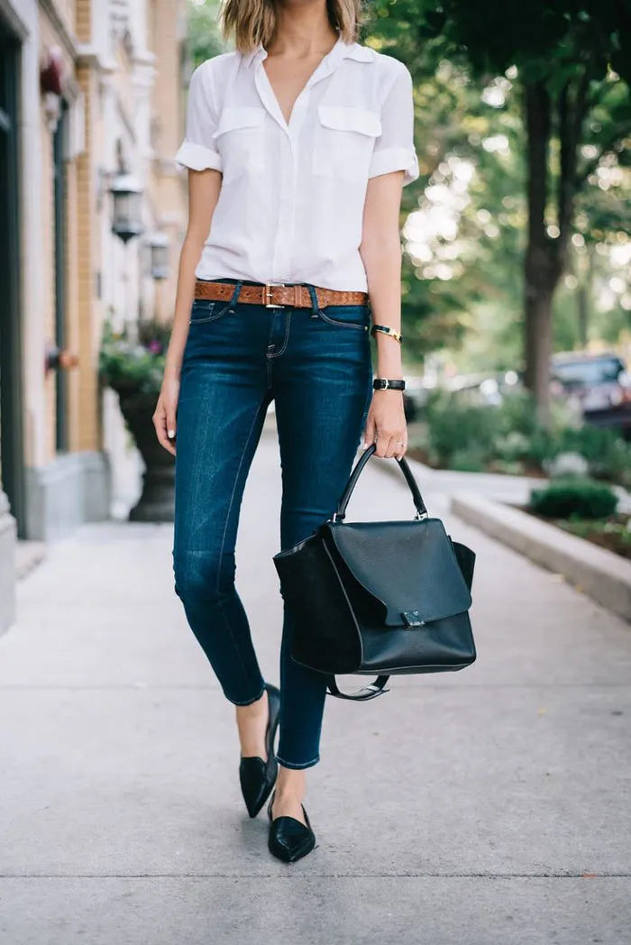 Белая блузка с джинсами: стильные и свежие образы (более 40 фото)