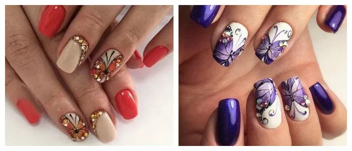 Летний маникюр с бабочками, фото