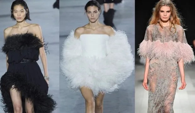 модные тенденции платья с перьями 