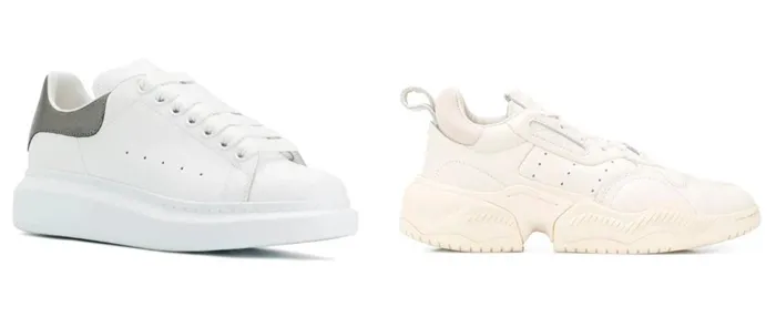 Белые кроссовки Alexander McQueen и Adidas.