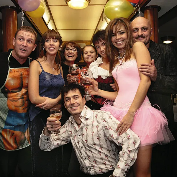 День рождения Натальи Сенчуковой в 2008 году. На фото – со звездными гостями праздника