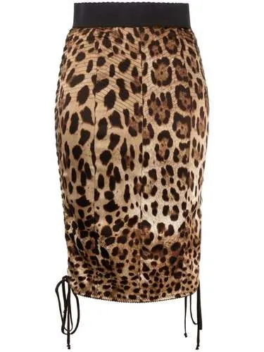 Dolce & Gabbana юбка-карандаш с леопардовым принтом и шнуровкой
