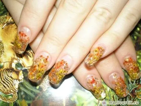 Дизайн ногтей с сухоцветами