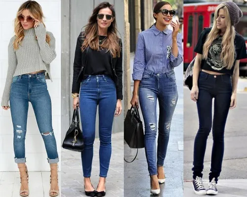 с чем носить синие джинсы