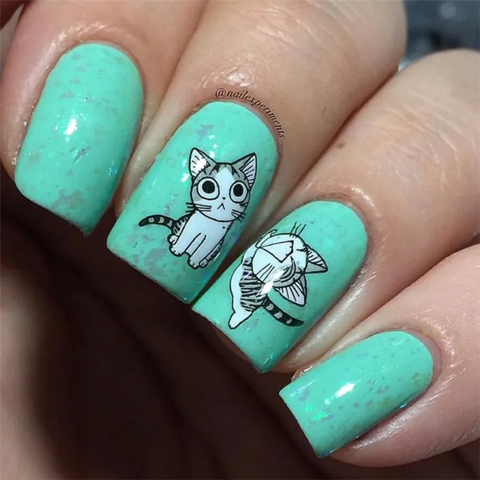 Дизайн ногтей с кошками и котятами