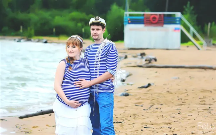 фотосессия беременных в морском стиле