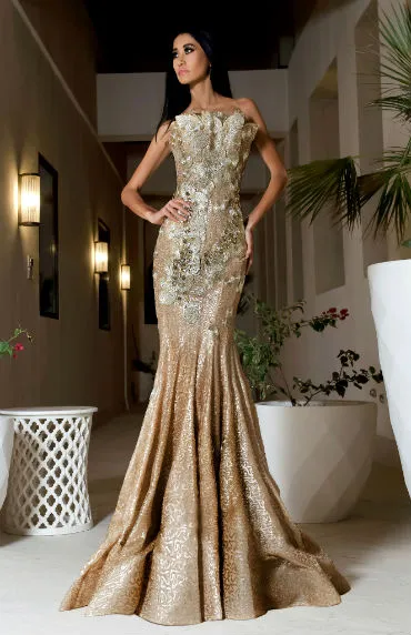 Длинное золотое платье фото
