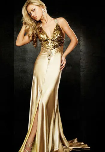 Золотое платье в пол фото