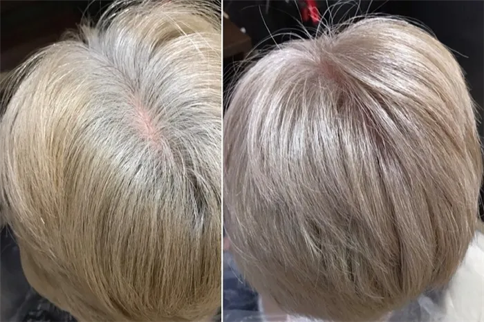 Светлые седые волосы после окрашивания