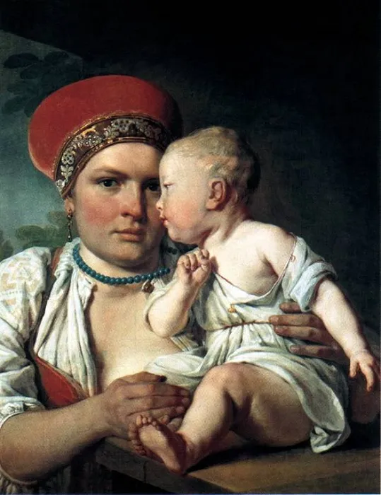 “Кормилица с ребенком”. (1830). Алексей Венецианов.